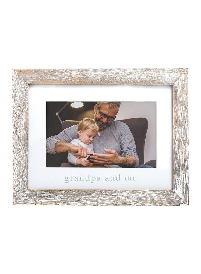 pearhead Grandpa & Me Keepsake Rustic Picture Frame Genderneutral Picture Frame Wall Nursery Décor Gift For Dad Or Grandpa Distressed White - Image 1