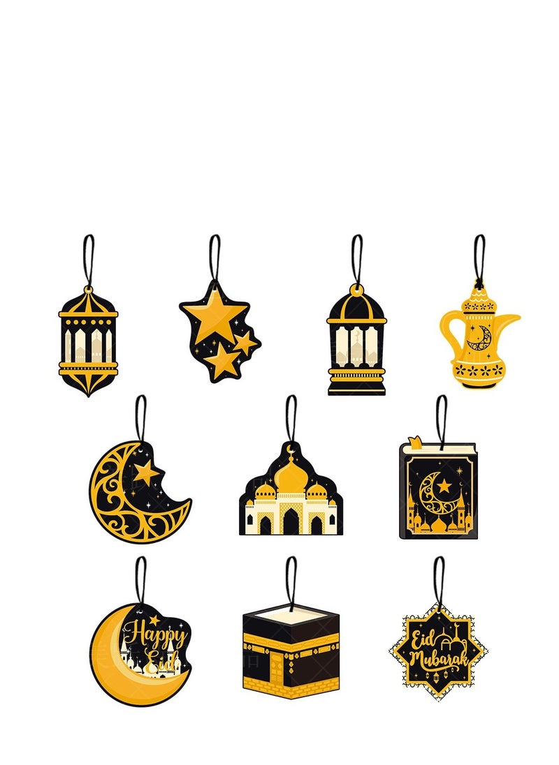 Y&D 30 PCS Eid Mubarak Hanging Decorations Eid Crescent Moon Lantern Happy Ramadan Mubarak Party Decor Hanging Streamer Backdrop for Eid Party Supplies Ramadan Decor  - Image 1