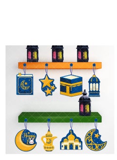 Y&D 30 PCS Eid Mubarak Hanging Decorations Eid Crescent Moon Lantern Happy Ramadan Mubarak Party Decor Hanging Streamer Backdrop for Eid Party Supplies Ramadan Decor  - Image 2