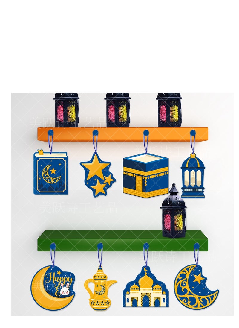 Y&D 30 PCS Eid Mubarak Hanging Decorations Eid Crescent Moon Lantern Happy Ramadan Mubarak Party Decor Hanging Streamer Backdrop for Eid Party Supplies Ramadan Decor  - Image 2