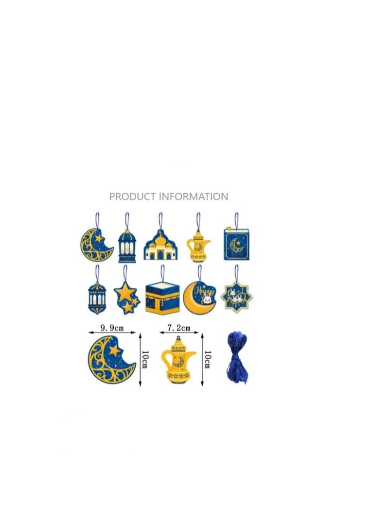 Y&D 30 PCS Eid Mubarak Hanging Decorations Eid Crescent Moon Lantern Happy Ramadan Mubarak Party Decor Hanging Streamer Backdrop for Eid Party Supplies Ramadan Decor  - Image 3