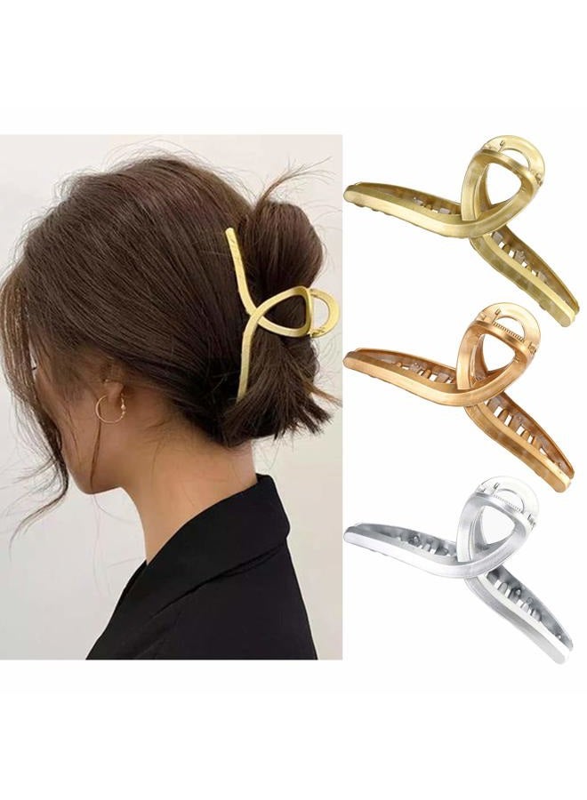 Molans Claw Hair Jaw Clips Barrettes - 3 Pcs No Slip Hair Clamp Grips for Women Girls (Plastic(Gold+Rose gold+Silver)) - Image 1