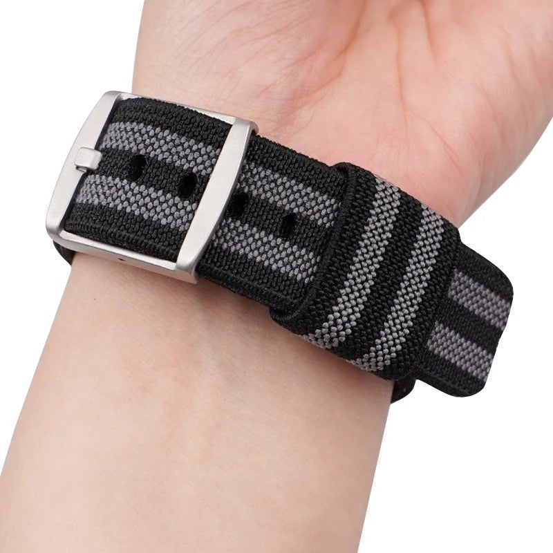 Bluejw 18mm 20mm 22mm 24mm Elastic Nylon Canvas Woven Smart Watch Straps Replacement Band for Seiko Casio Huawei Samsung – Comfortable Breathable Durable Watchband - Image 1