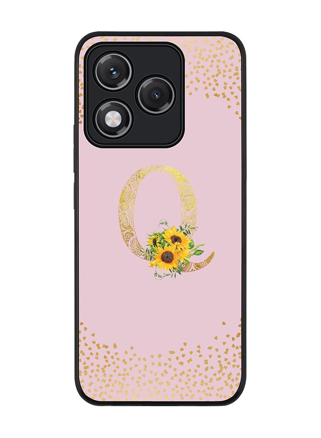 For Honor 400 Lite Case,Slim fit Camera Protection, Shockproof Thin Phone cover  - Custom Floral Monogram - Q  (Pink )