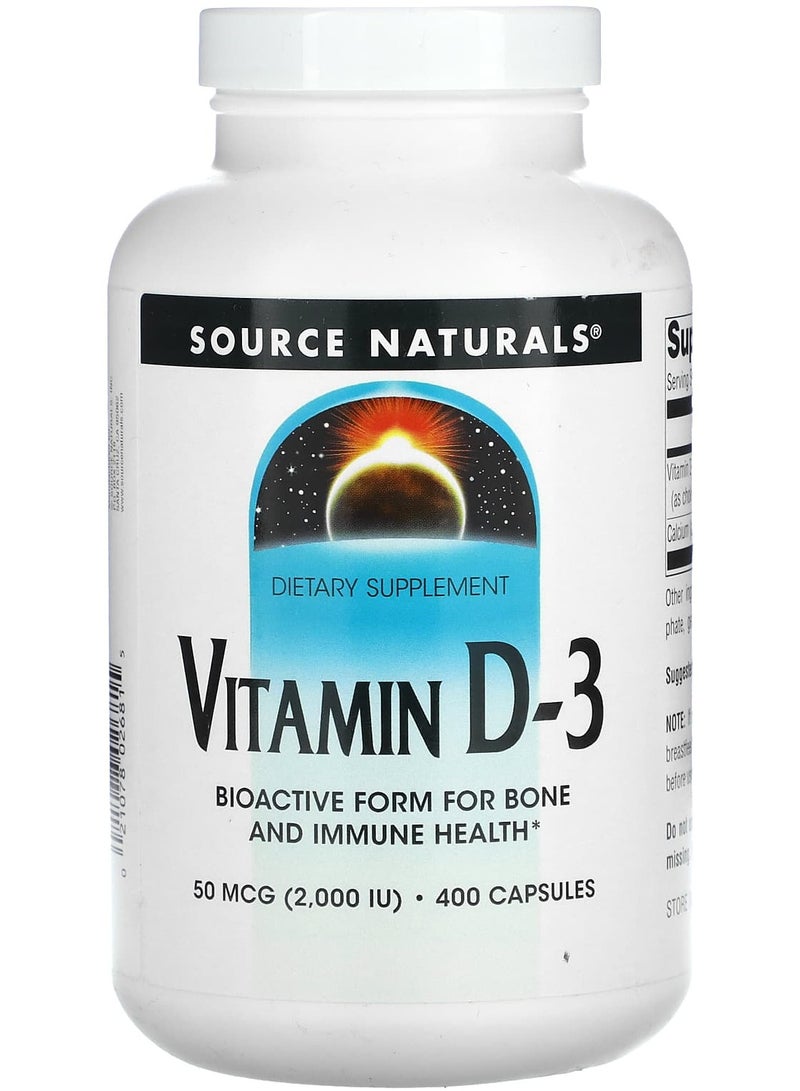 Vitamin D-3, 50 mcg (2,000 IU), 400 Capsules