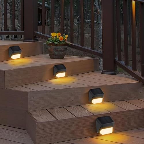 TECH LOGO ELECTRONICS Fibreglass Solar Deck Step Light Wall Lights Outdoor Waterproof Solar Stair Lights Pathway Fences Step Fence Railing Yard Solar Powered Deck Lights Auto On/Off (Warm White) (4) - Image 3