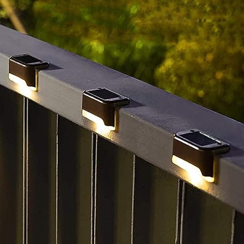 TECH LOGO ELECTRONICS Fibreglass Solar Deck Step Light Wall Lights Outdoor Waterproof Solar Stair Lights Pathway Fences Step Fence Railing Yard Solar Powered Deck Lights Auto On/Off (Warm White) (4) - Image 1