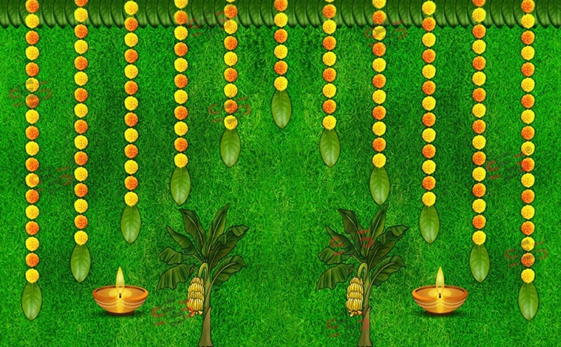 S2S قماش خلفية دييا العشب لتزيين البوجا التقليدي، قماش تزيين خلفية | قماش ستارة لجميع المهرجانات والفعاليات والمناسبات - (5 × 8 قدم) (دييا العشب) - Image 3