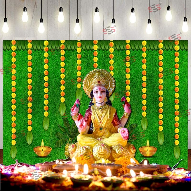 S2S قماش خلفية دييا العشب لتزيين البوجا التقليدي، قماش تزيين خلفية | قماش ستارة لجميع المهرجانات والفعاليات والمناسبات - (5 × 8 قدم) (دييا العشب) - Image 4