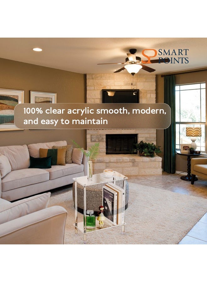 "سمارت بوينتس  " طاولة جانبية شفافة – طاولة أكريليك صغيرة وضيقة لغرفة المعيشة أو النوم أو المكتب – تصميم عصري موفر للمساحة – سهلة التركيب – ‎15.7 × 7 × 22.3 بوصة - Image 4