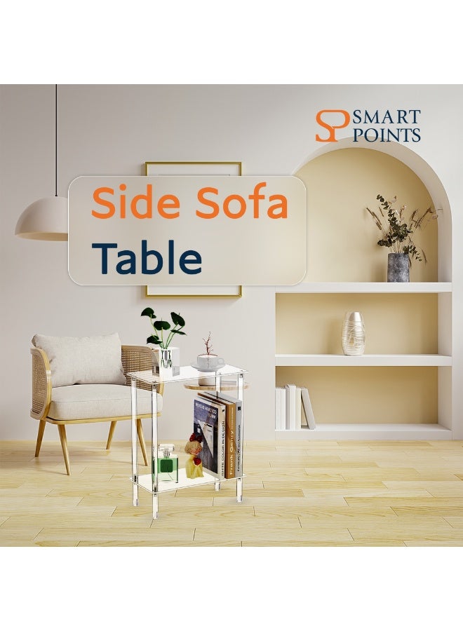 "سمارت بوينتس  " طاولة جانبية شفافة – طاولة أكريليك صغيرة وضيقة لغرفة المعيشة أو النوم أو المكتب – تصميم عصري موفر للمساحة – سهلة التركيب – ‎15.7 × 7 × 22.3 بوصة - Image 2