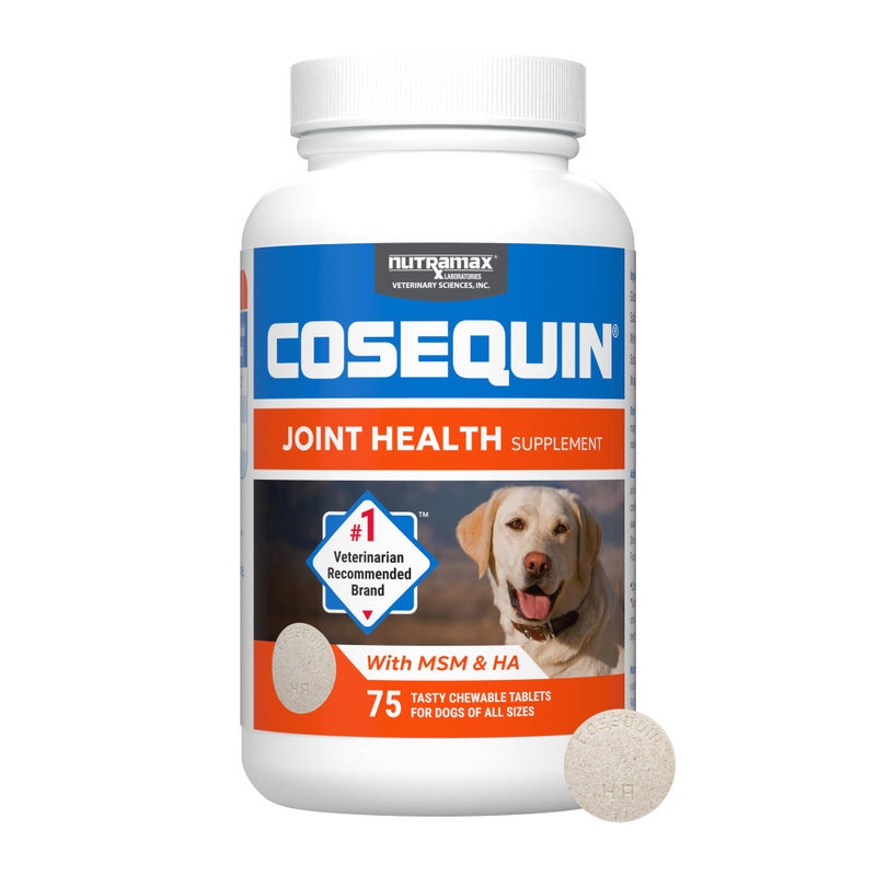 Nutramax Laboratories Nutramax Cosequin for Dogs Joint Health Supplement, Contains Glucosamine for Dogs, Plus Chondroitin, MSM and HA, Supports Healthy Joints, Chewable Tablets, 75 Count - Image 1