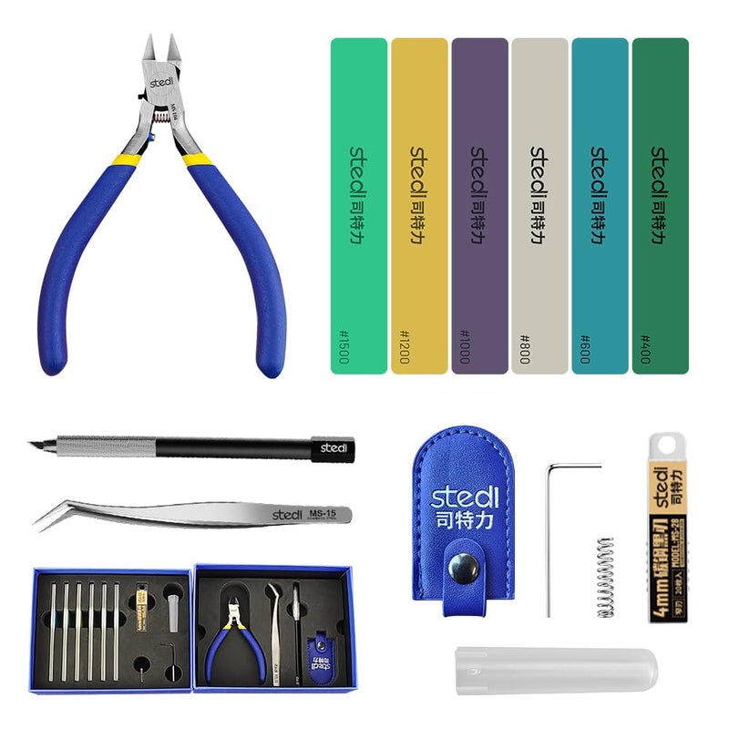 stedi Model Tools Kit for Beginners 14 PCS, Modeler Professional Basic Tools Craft Set Hobby Making Tools for Gundam, Miniature Military Model, 3D Resin Parts - Image 1
