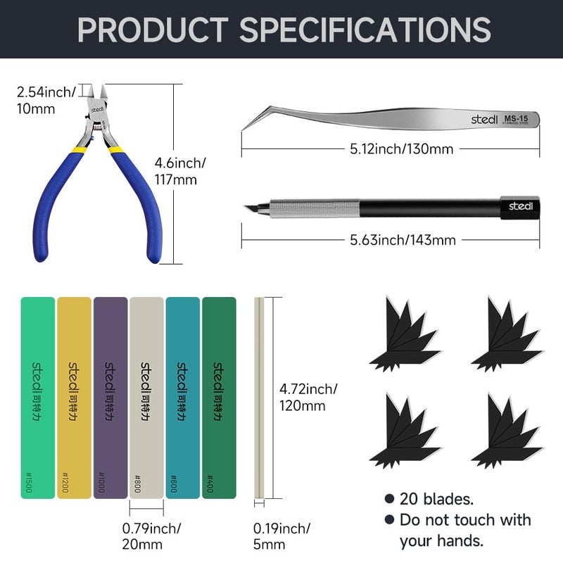 stedi Model Tools Kit for Beginners 14 PCS, Modeler Professional Basic Tools Craft Set Hobby Making Tools for Gundam, Miniature Military Model, 3D Resin Parts - Image 5