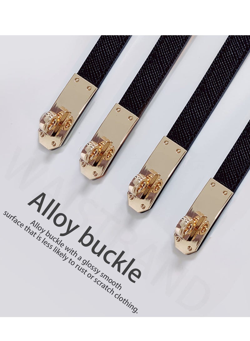 Excefore 1 Pack Leather Skinny Women Belt, Thin Waist Belt, Women Skinny Leather Belt with Gold Buckle - Image 2