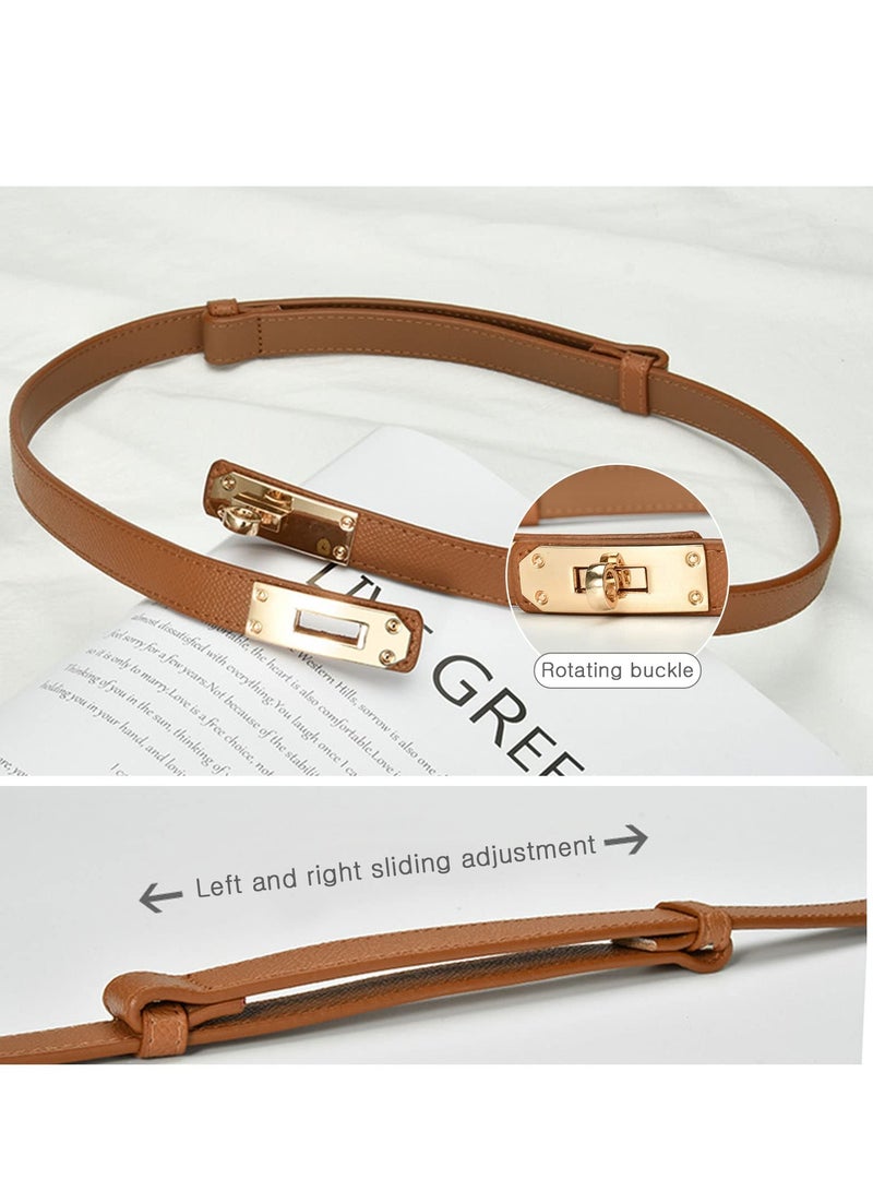 Excefore 1 Pack Leather Skinny Women Belt, Thin Waist Belt, Women Skinny Leather Belt with Gold Buckle - Image 3