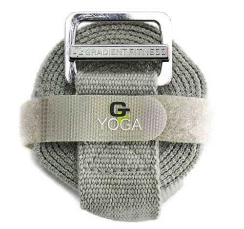 Gradient Fitness Yoga Strap, Friction-Less Easy-Feed Buckle, Yoga Straps for Stretching, Super Soft Cotton/Polyester Blend Webbing, Yoga band, Free eGuide. (8 Feet) Gray - Image 1