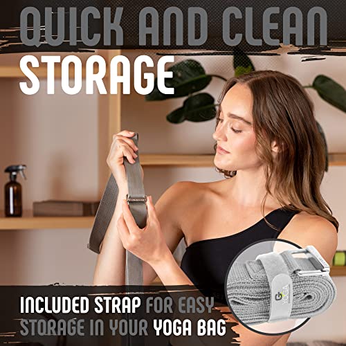 Gradient Fitness Yoga Strap, Friction-Less Easy-Feed Buckle, Yoga Straps for Stretching, Super Soft Cotton/Polyester Blend Webbing, Yoga band, Free eGuide. (8 Feet) Gray - Image 3