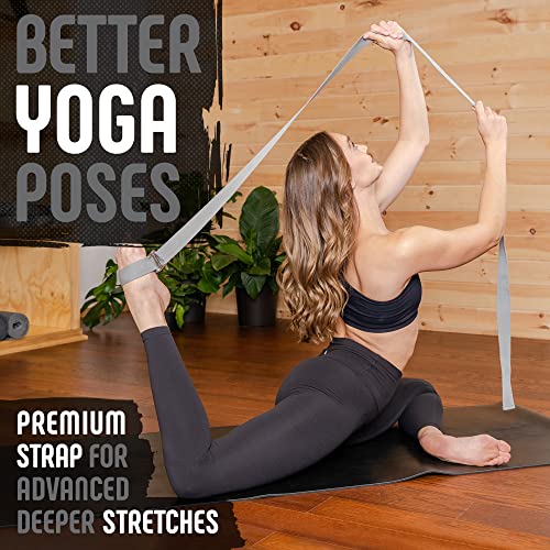 Gradient Fitness Yoga Strap, Friction-Less Easy-Feed Buckle, Yoga Straps for Stretching, Super Soft Cotton/Polyester Blend Webbing, Yoga band, Free eGuide. (8 Feet) Gray - Image 5