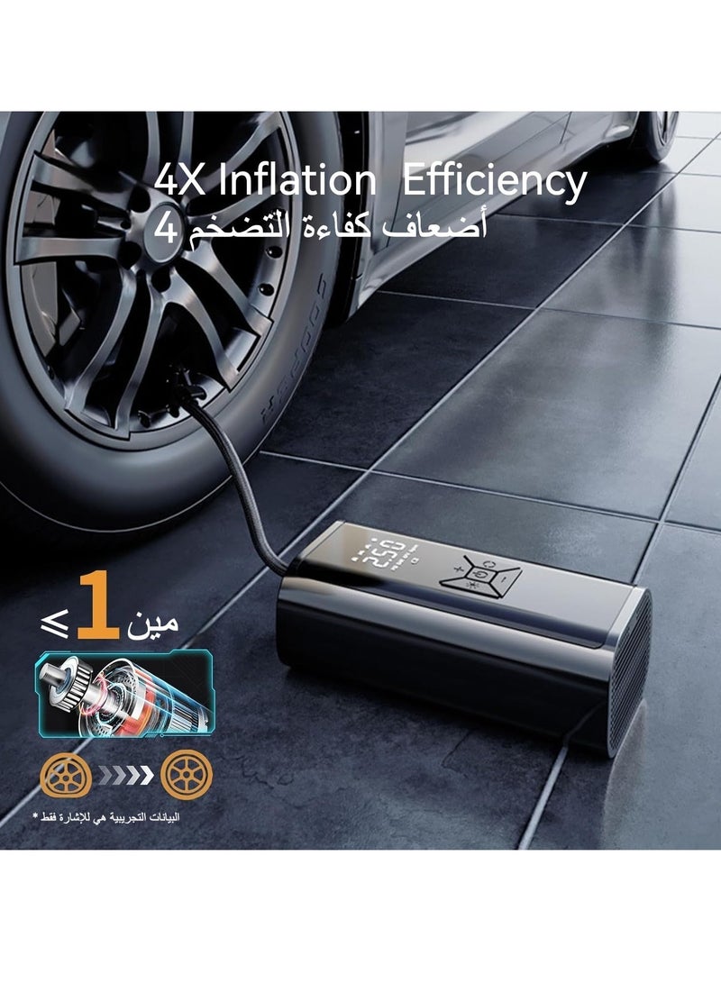 Portable inflatable air pump, electric air pump for tire inflation, 10 bar tire pressure detection with LED light, portable power charger, automatic stop electric pump for cars, bicycles, and balls - Image 3