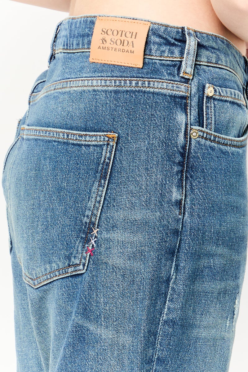 Scotch & Soda Women Regular Fit Washed Denim Jean, Blue - Image 3