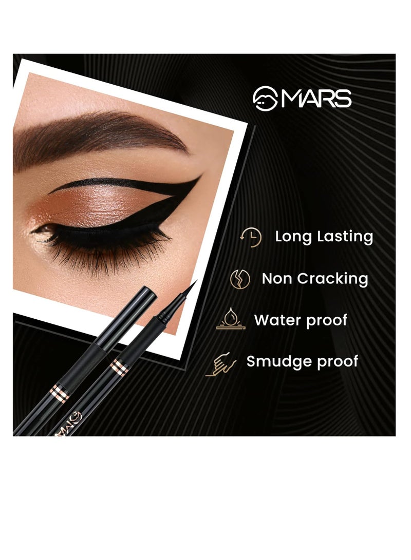 مارس قلم تحديد عيون سائل مقاوم للتلطخ من مارس مع طرف ناعم للغاية ولمسة نهائية غير لامعة ومقاومة للماء 1.5 جم أسود داكن - Image 2