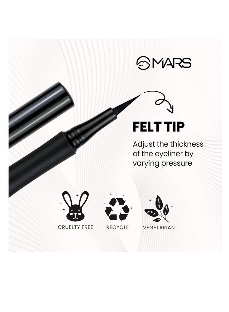 مارس قلم تحديد عيون سائل مقاوم للتلطخ من مارس مع طرف ناعم للغاية ولمسة نهائية غير لامعة ومقاومة للماء 1.5 جم أسود داكن - Image 3