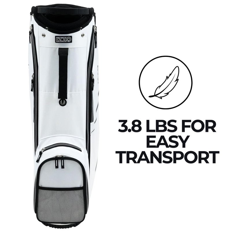 Izzo Ultra Lite Golf Bag, Cart Bag (White) - Image 2