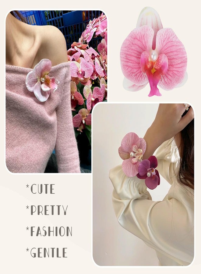 NAISIER Hawaiian Flower Hair Clips 4 Inch Butterfly orchid Artificial Tropical Flower Hair Pins 7 Pieces Large Hair Flowers Luau Outfits For Women plumeria Hair Barrettes for Beach Party favors Vacation. - Image 5