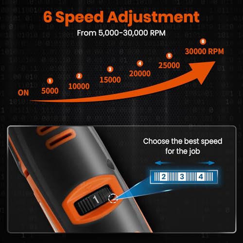 HARDELL 12V Cordless Rotary Tool, 6-Speeds Rotary Tool Kit, 30000RPM Power Rotary Tools with 94 Accessories for Engraving, Sanding, Polishing, Cutting, Carving, DIY and Craft Projects - Image 3