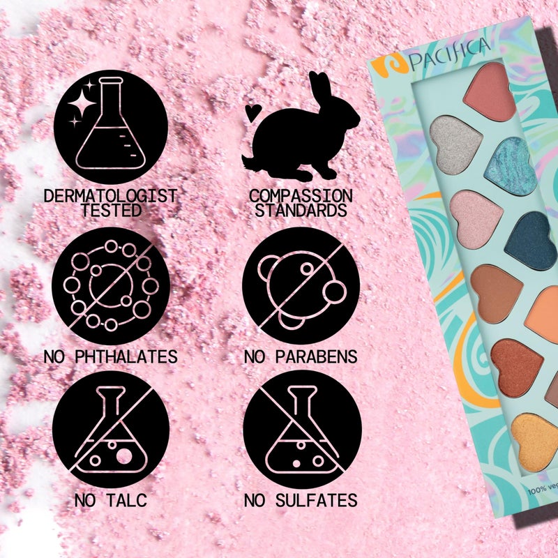 Pacifica Eyeshadow Palette â€“ Malibu Mineral Eyeshadow, Blendable Neutral Shades with Velvet Matte, Shimmer & Metallic, Cocoa Butter Infused, Talc-Free, Vegan & Cruelty-Free, 0.24 oz (10 Shades) - Image 2