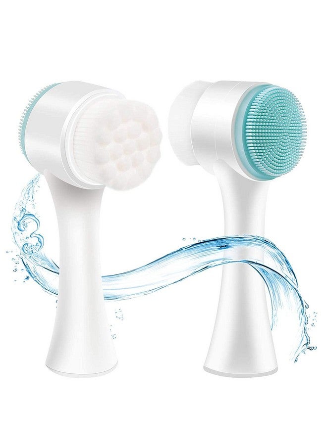 COSLUXE Manual Facial Cleansing brush, 2-in-1 Skin Care face brush, silicone facial scrubber Manual Dual Face Wash Brush for Deep Pore Exfoliation Massaging - Image 2
