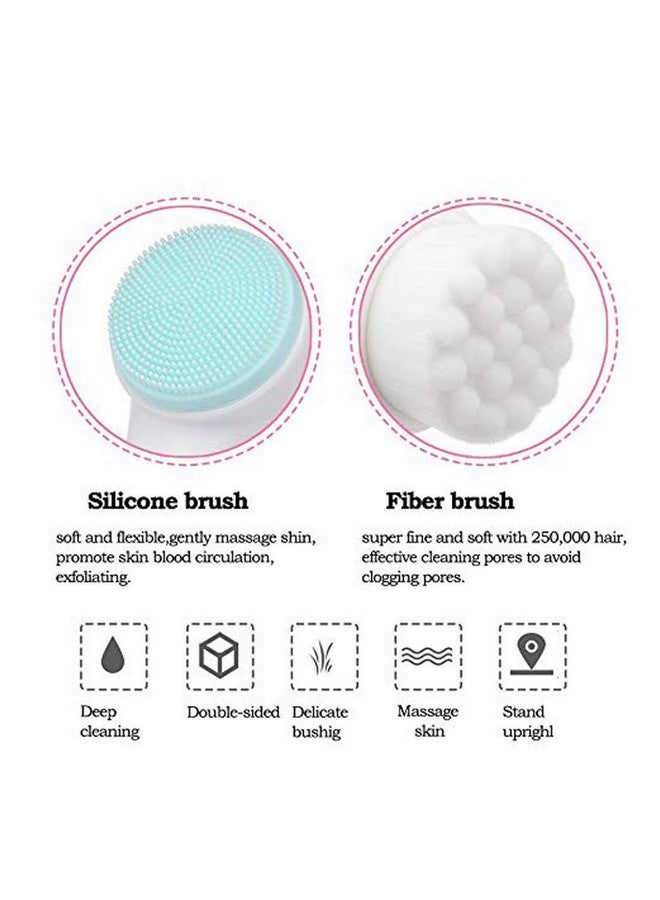 COSLUXE Manual Facial Cleansing brush, 2-in-1 Skin Care face brush, silicone facial scrubber Manual Dual Face Wash Brush for Deep Pore Exfoliation Massaging - Image 5