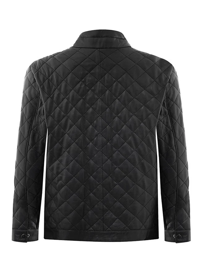 FELIX HARDY Genuine Leather Black Quilted Jacket