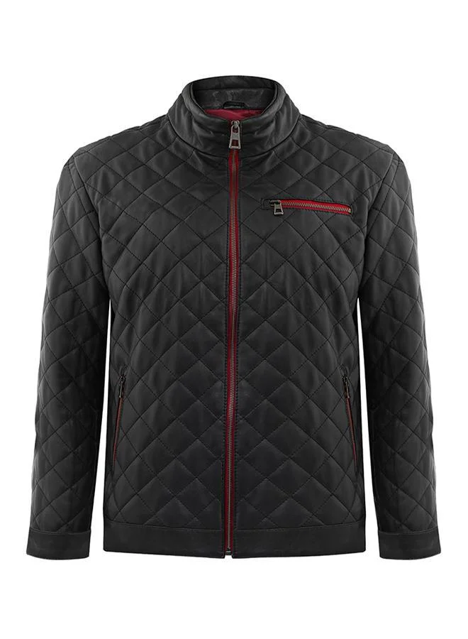 FELIX HARDY Genuine Leather Black Quilted Jacket