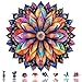 Qiuenisray Jigsaw Puzzle for Girl Women Geometric Colorful Mandala 200 Pieces Beautiful Wall Decor FSC Certified Wood Puzzle Unique Plant Shape Puzzles Pieces Gift for Family Game 112x112 in - Image 2