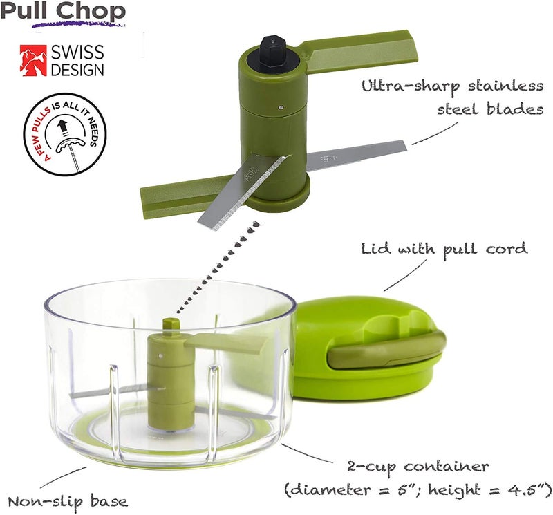 Kuhn Rikon Pull Chop, Vegetable Chopper with Stainless Steel Blades, Food Chopper with Non-Slip Base, Easy to Use Fruit Cutter and Onion Chopper, Essential Kitchen Accessories 650ml - 3 Year Guarantee - Image 2