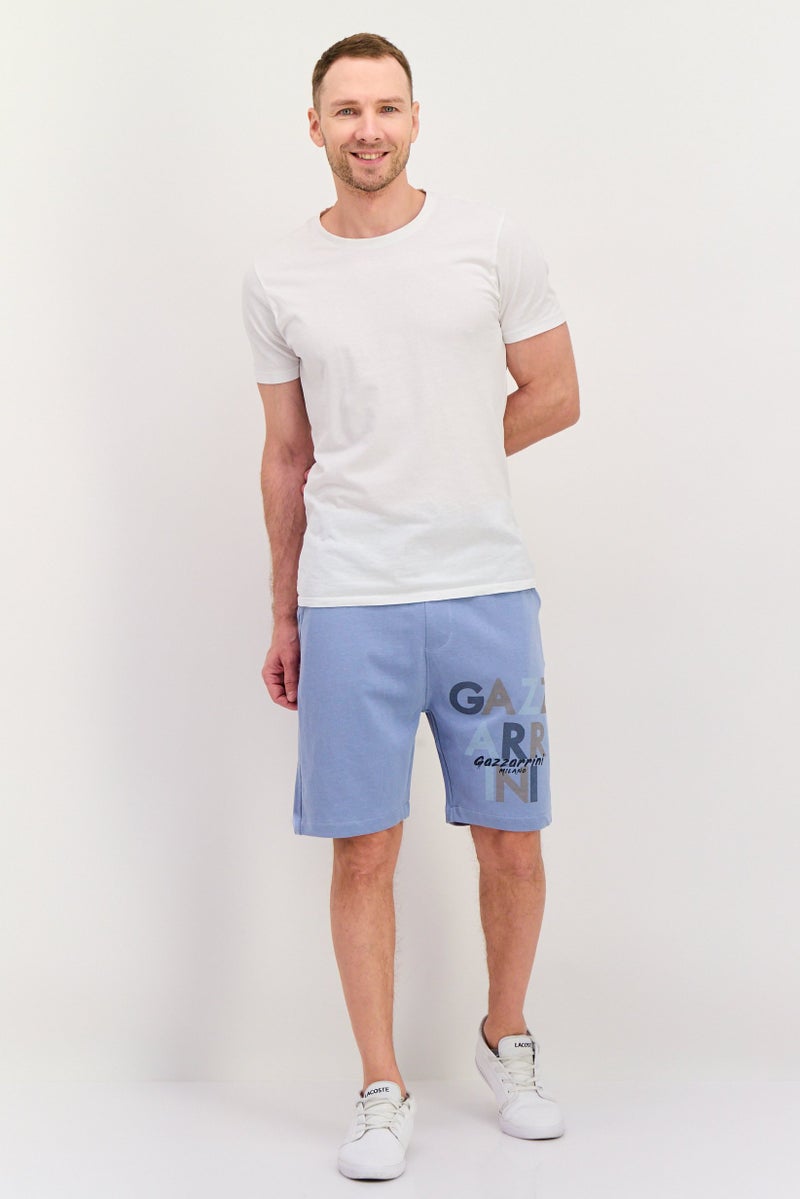 Gazzarrini Men Drawstring Brand Logo Basic Shorts, Dusty Blue - Image 2