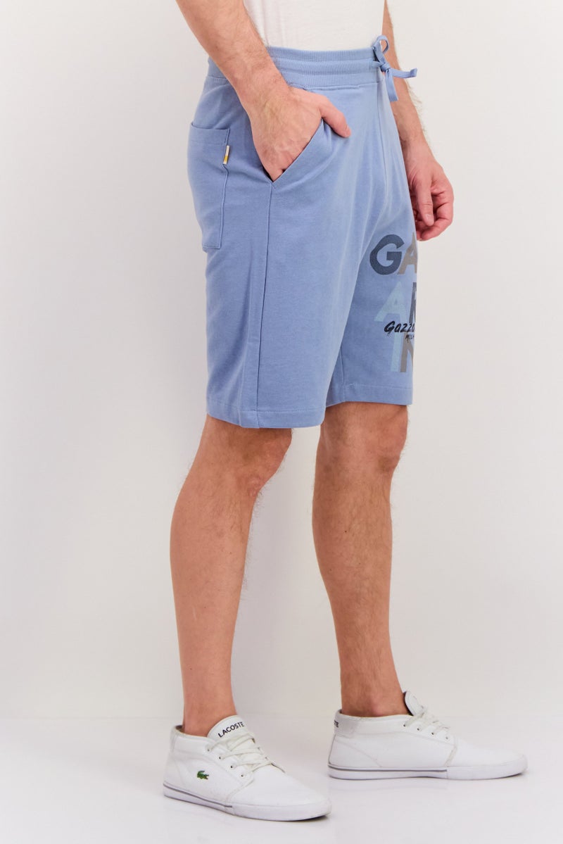 Gazzarrini Men Drawstring Brand Logo Basic Shorts, Dusty Blue - Image 4