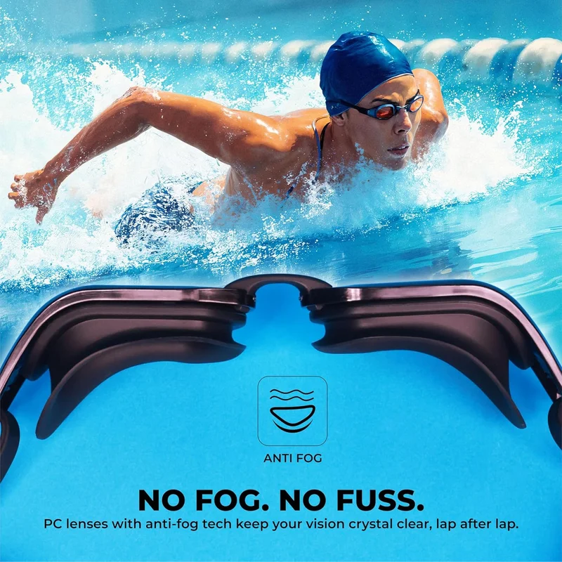 Nivia Nivia Sportz Anti Fog Swimming Goggles with Silicone Strap and UV Protection for Adults - Black