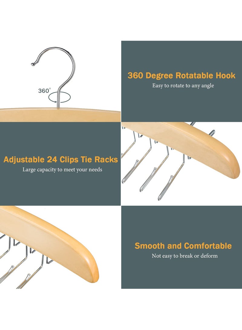 SYOSI SYOSI 2 Pcs Bra Hangers, Underwear Hangers Wooden Hangers for Tank Tops/Bras/Ties/Belt/Camisole with 360° Rotating & 24 Foldable Metal Hooks - Image 3