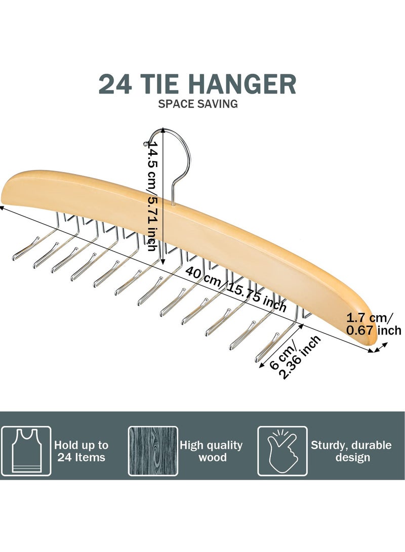 SYOSI SYOSI 2 Pcs Bra Hangers, Underwear Hangers Wooden Hangers for Tank Tops/Bras/Ties/Belt/Camisole with 360° Rotating & 24 Foldable Metal Hooks - Image 2