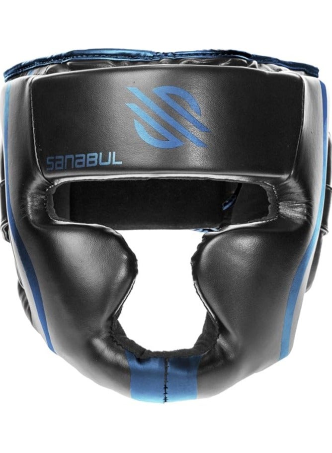 Sanabul  Essential Boxing Headgear for Men & Women | Muay Thai and MMA Headgear | Sparring Headgear | Boxing Head Gear with Full Face Coverage (Blue, S/M) - Image 1