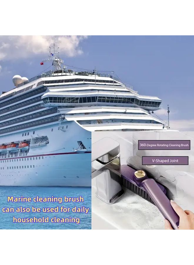 Heavy Duty Manual Cleaning Brush With 360 Rotating Head And V Shape For Bathroom Kitchen Deck Ship 1 Set - Image 5
