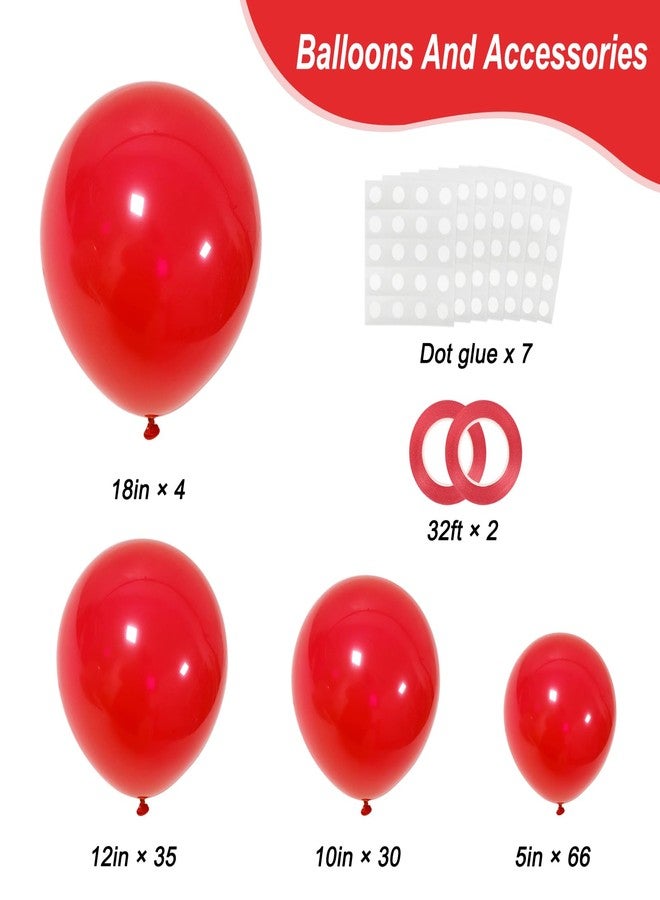 RUBFAC 135pcs Red Balloons Different Sizes 18 12 10 5 Inch for Birthday Party Graduation Anniversary Wedding Decorations - Image 2