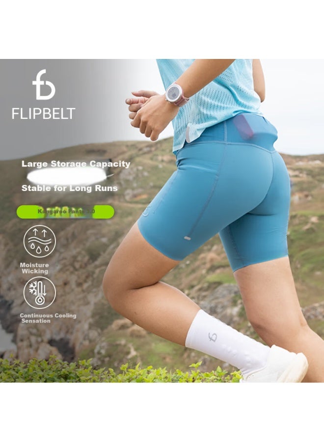 فليب بلت Flipbelt سراويل ضغط نسائية حزام خصر حقيبة كنغر 3.0 أسلوب منافسة الجري امتصاص الرطوبة كلاسيكي أسود L - Image 2
