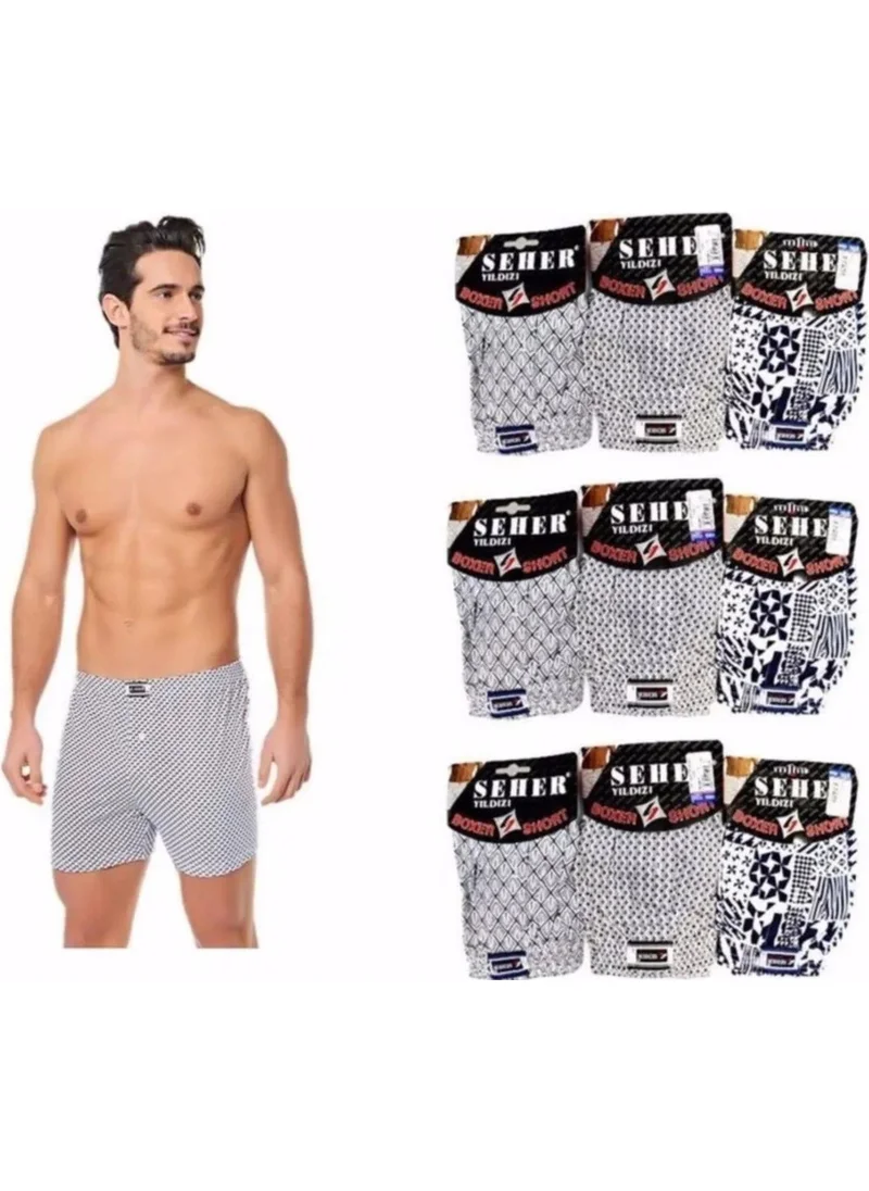 Seher Yıldızı Morning Star Men's Patterned Boxer 007 - 6 Pieces