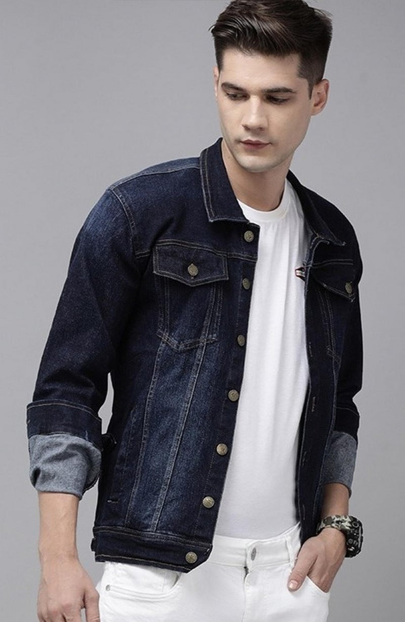 VOGATI Men's Denim Jacket kjt222vogc-xl_Dark Blue_XL - Image 2