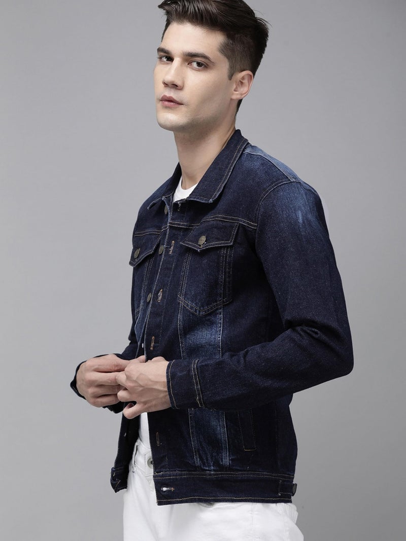 VOGATI Men's Denim Jacket kjt222vogc-xl_Dark Blue_XL - Image 5