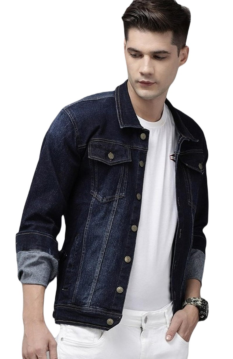 VOGATI Men's Denim Jacket kjt222vogc-xl_Dark Blue_XL - Image 1